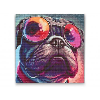 Haft diamentowy - Pies w stylowych okularach 3
