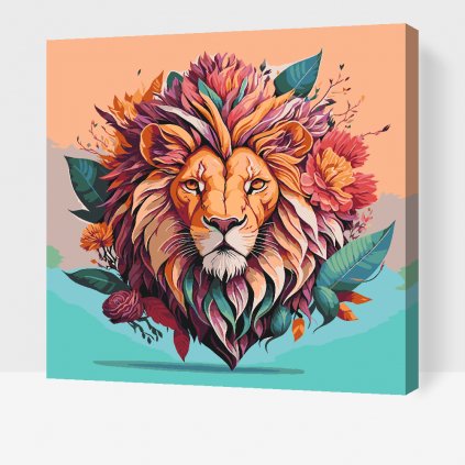 Malowanie po numerach - Kwiatowy lew