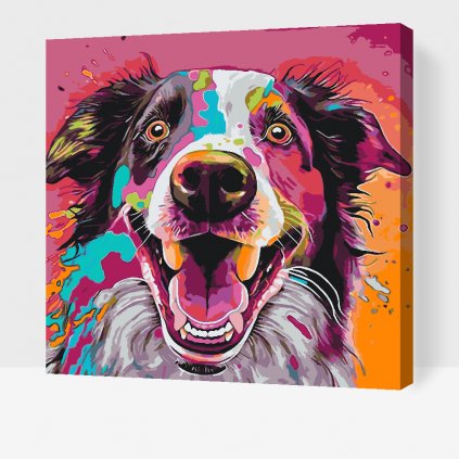 Malowanie po numerach - Pies w świecących kolorach