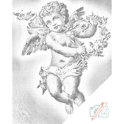 Kropkowanie - Anioł z wieńcem