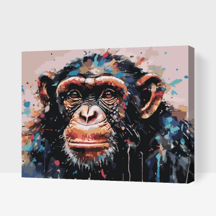 Malowanie po numerach - Małpa z malowanym tłem