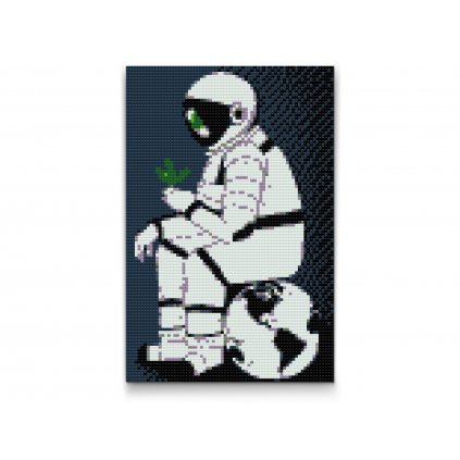 Haft diamentowy - Astronauta z rośliną