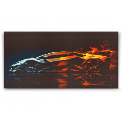 Haft diamentowy - Samochód w płomieniach