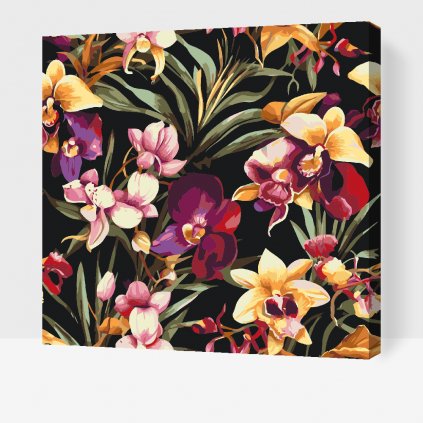 Malowanie po numerach - Tło kwiatowe - orchidea