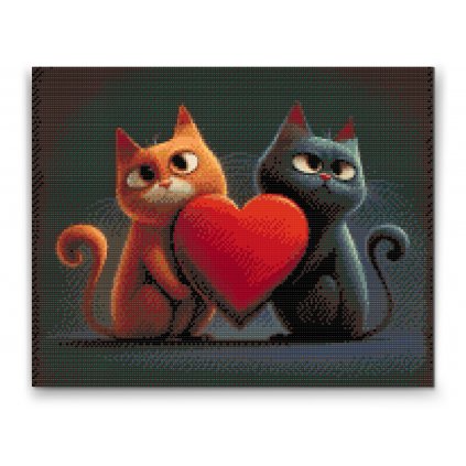 Haft diamentowy - Zakochane koty