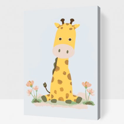 Malowanie po numerach - Żyrafa z kwiatami