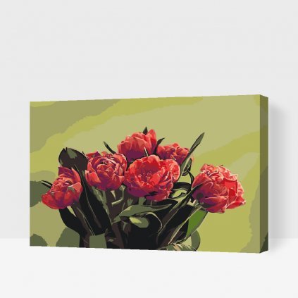 Malowanie po numerach - Bukiet czerwonych tulipanów
