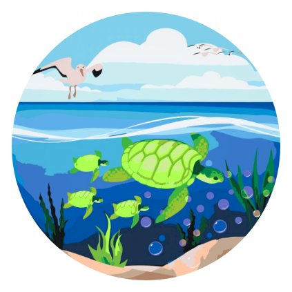 Malowanie po numerach - Żółwie w morzu