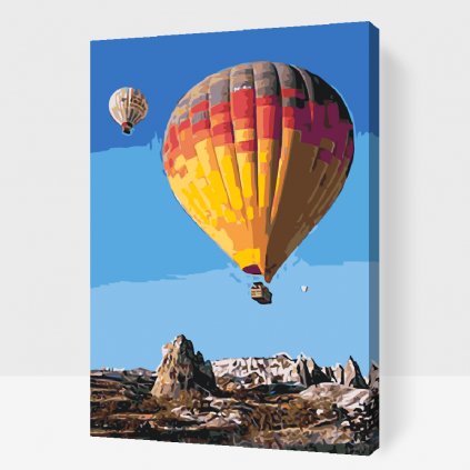 Malowanie po numerach - Balony na ogrzane powietrze w górach