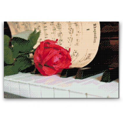 Malowanie diamentowe - Róża na fortepianie