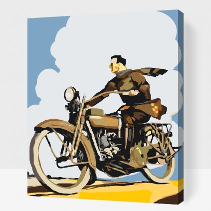 Malowanie po numerach - Retro motocyklista