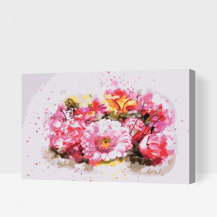 Malowanie po numerach - Bukiet różowych kwiatów