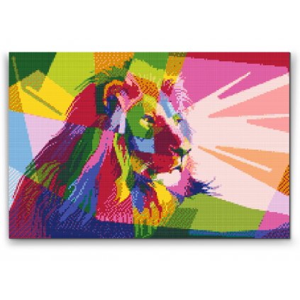 Malowanie diamentowe - Kolorowy lew2