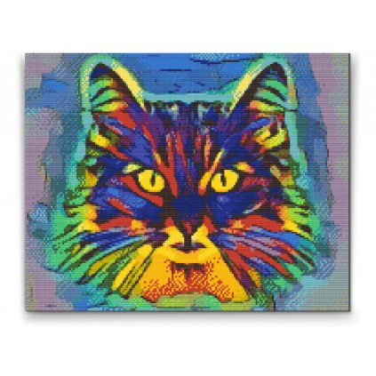 Malowanie diamentowe - Kolorowy kot 2