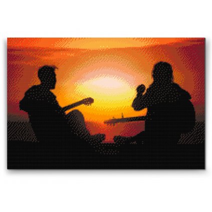 Malowanie diamentowe - Gitarzyści o zachodzie słońca