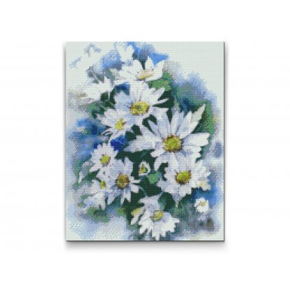 Malowanie diamentowe - Jesienny kwiat, Astra biały