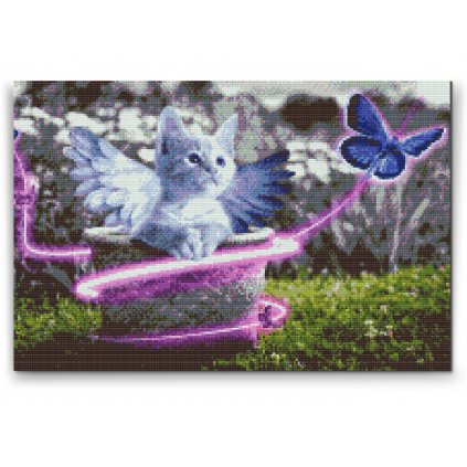 Malowanie diamentowe - Kotek ze skrzydłami