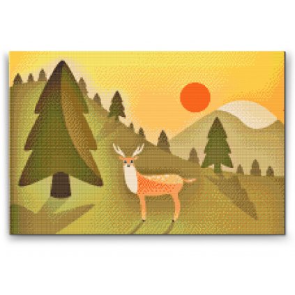 Malowanie diamentowe - Krajobraz z jeleniem