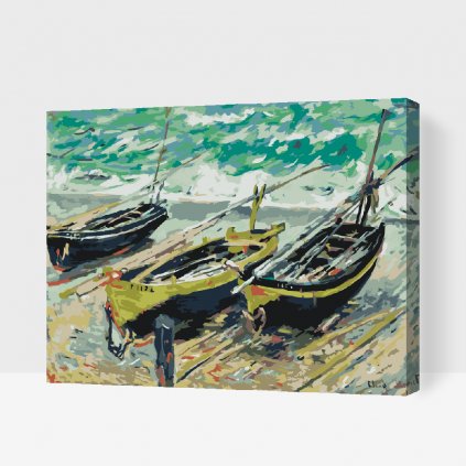 Malowanie po numerach - Claude Monet - 3 łodzie rybackie