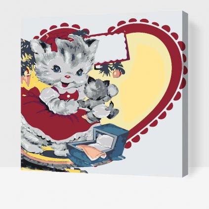 Malowanie po numerach - Kotek z sercem