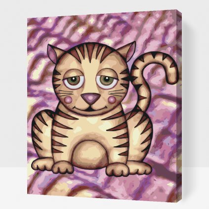 Malowanie po numerach - Kot z fioletowymi policzkami