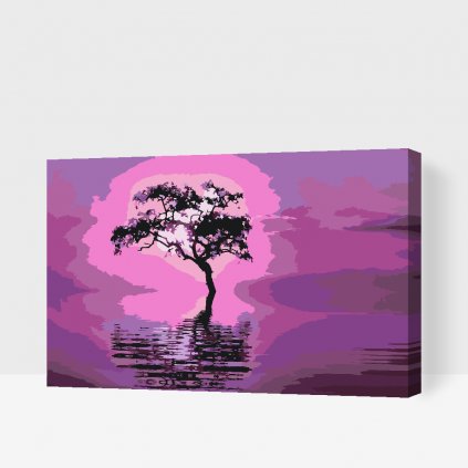 Malowanie po numerach - Drzewo na środku jeziora