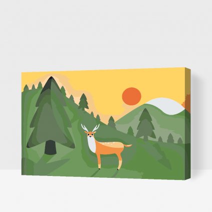 Malowanie po numerach - Krajobraz z jeleniem