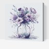 Malowanie po numerach - Fioletowe kwiaty w szklanym wazonie