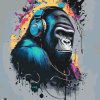 Malowanie po numerach - Goryl ze słuchawkami