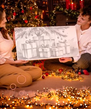 Święta pełne kropek i radości. ✨ Kropkowany obraz, prezenty pod choinką i magia wspólnych chwil. Tak właśnie wygląda...
