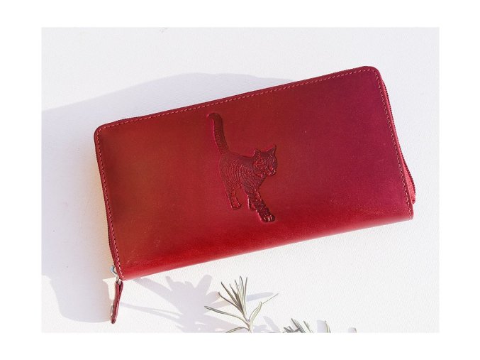 Portfel damski 8180 "kot 02" czerwony
