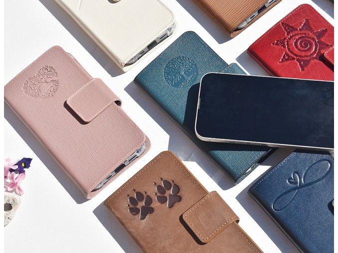 Skórzane etui na telefon  Iphone SE 2nd generation (Kolor Brązowe, Motiv Bulldog francuski)