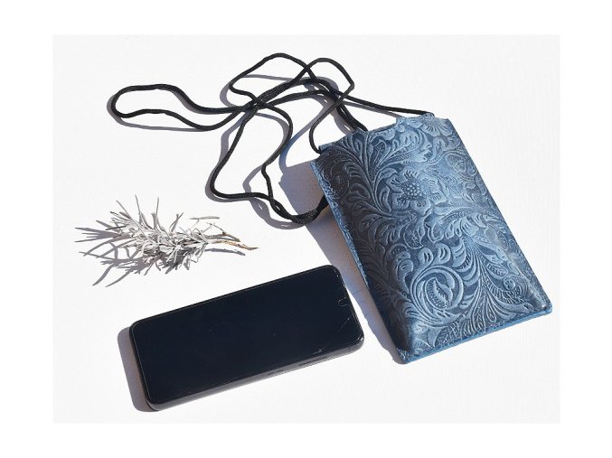 Torebka na telefon etui na ramie "Damascena dark blue" ciemnoniebieska