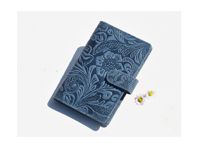 Etui na dokumenty z zapięciem "Damascena dark blue" ciemnoniebieski
