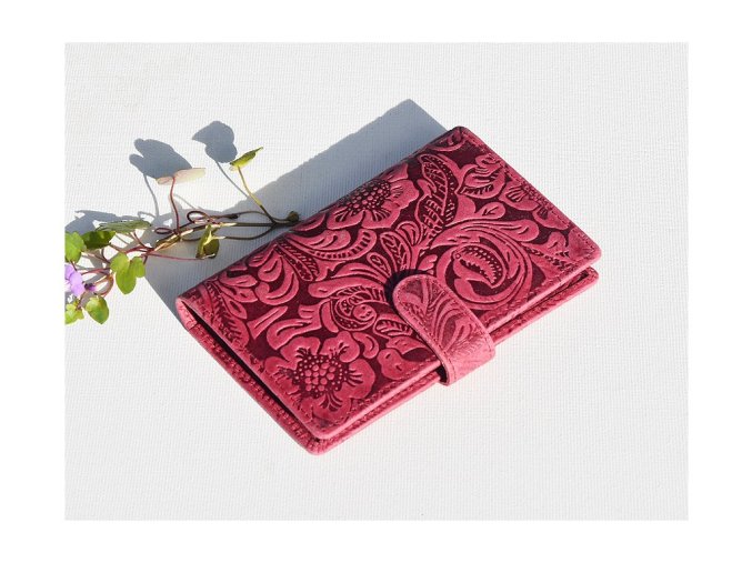 Etui na dokumenty z zapięciem "Damascena rose" różowy