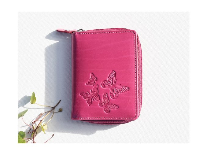 Mały portfel damski 8123 "Motyle" fuksja