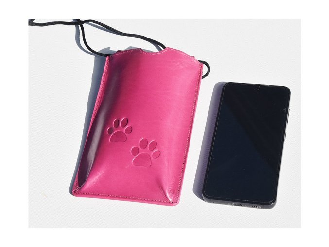Torebka na telefon etui na ramie "Kocie łapki" fuksja