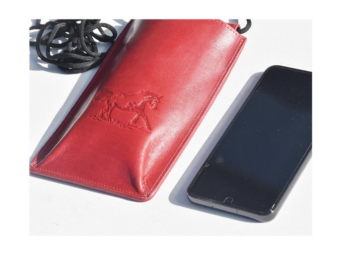 Torebka na telefon etui na ramie "Koń 02" czerwona