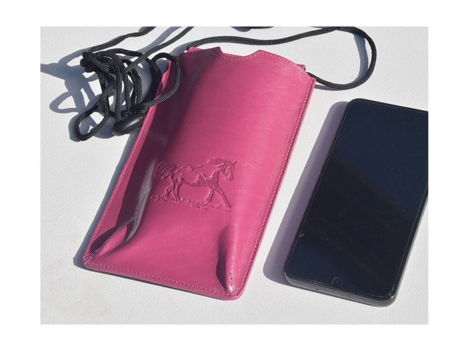 Torebka na telefon etui na ramie "Koń 02" fuksja