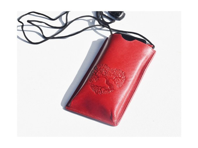 Torebka na telefon etui na ramie "Drzewo życia 02" czerwona