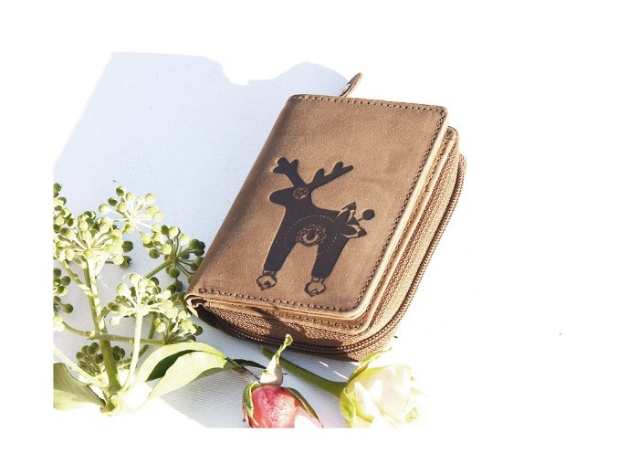 Mały portfel damski 8123 "Jelonek Wojtek " brązowy