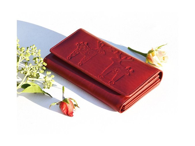 Portfel damski 541 "Jelonki Wojtek i Jurek" czerwony