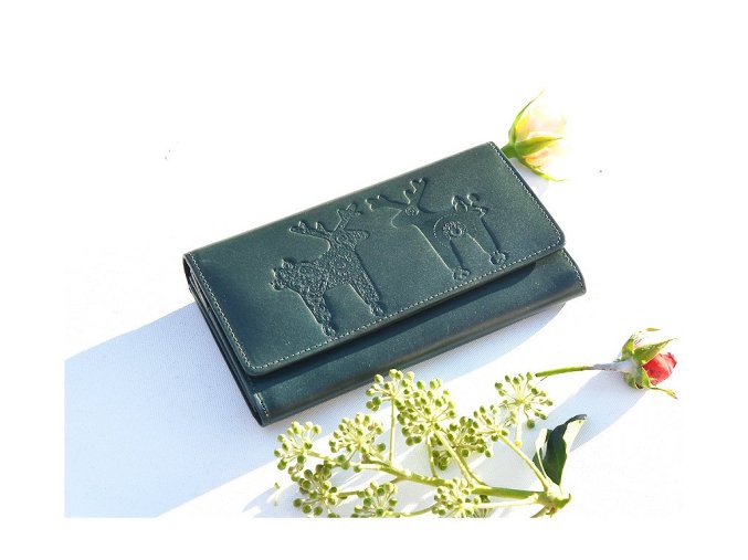 Portfel damski 541 "Jelonki Wojtek i Jurek" cienozielony