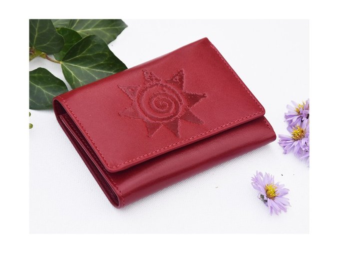 Portfel damski 8175 "Slońce ze spiralą" czerwony