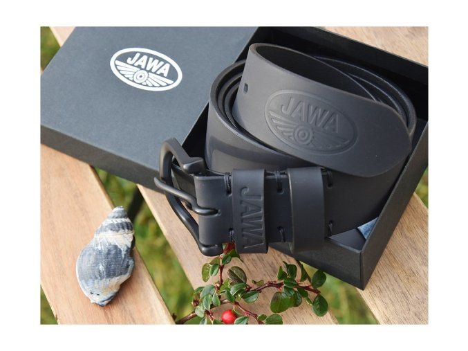 Skórzany pasek "Jawa" czarny z czarną klamrą