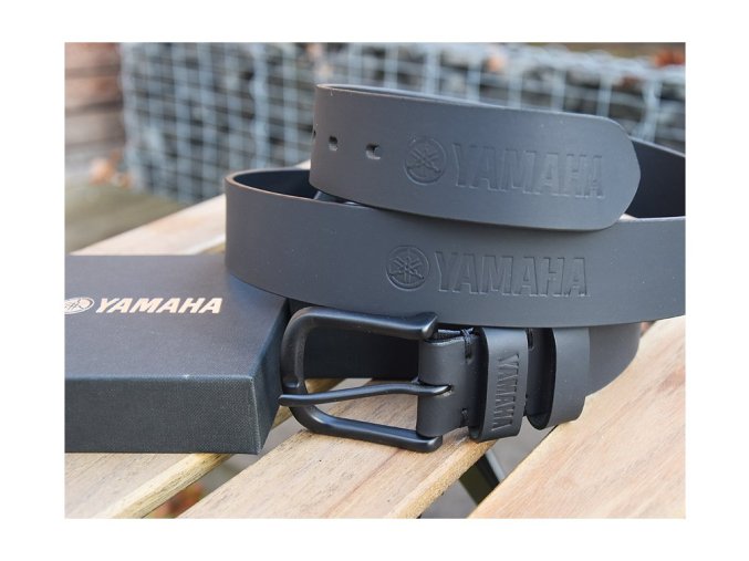 Skórzany pasek "Yamaha" czarny z czarną klamrą