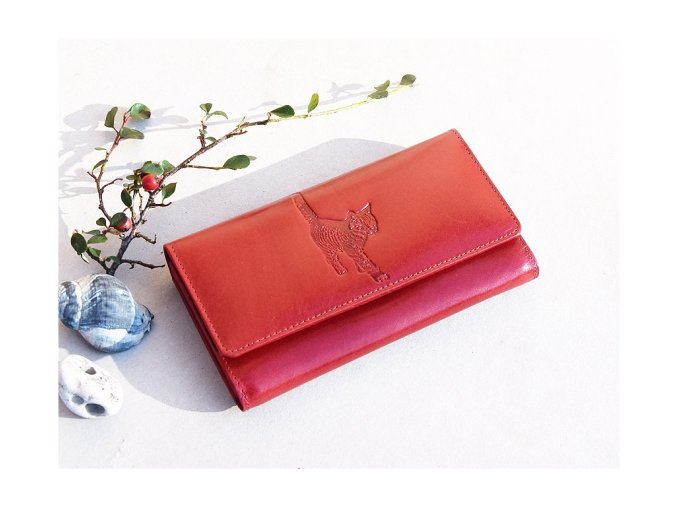 Portfel damski 541 "Kot 02" czerwony