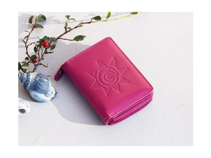 Mały portfel damski 8123 "Slońce ze spiralą" fuksja