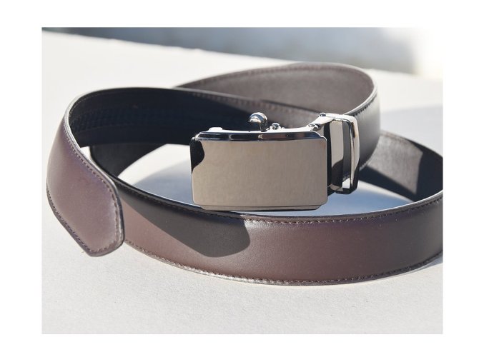 Skórzany elegancki pasek brązowy