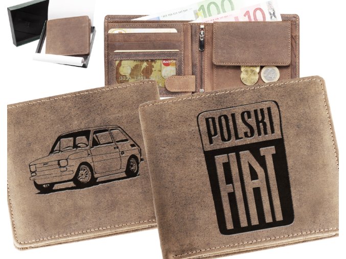 Portfel z samochodem Fiat 126p maluch